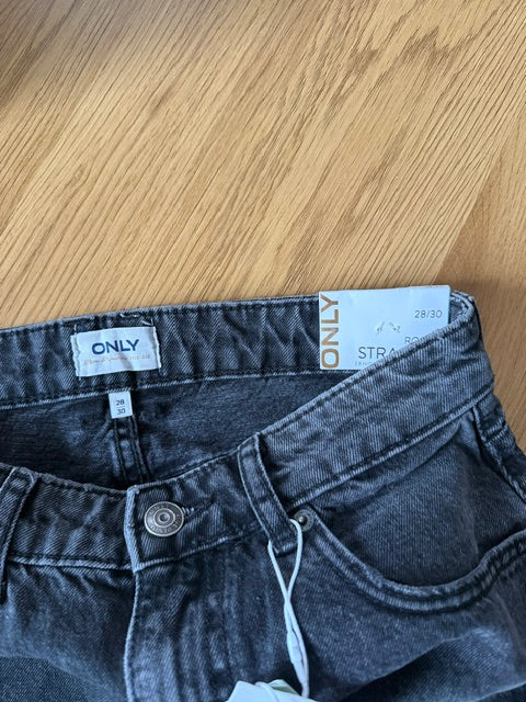Only Blue Denim Robyn Straight Farmer Nadrág – Fekete | 28/30