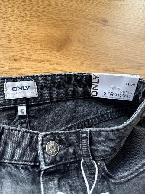 Only Blue Denim Robyn Straight Farmer Nadrág – Fekete | 28/30