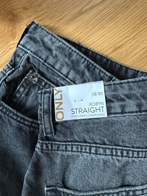 Only Blue Denim Robyn Straight Farmer Nadrág – Fekete | 28/30