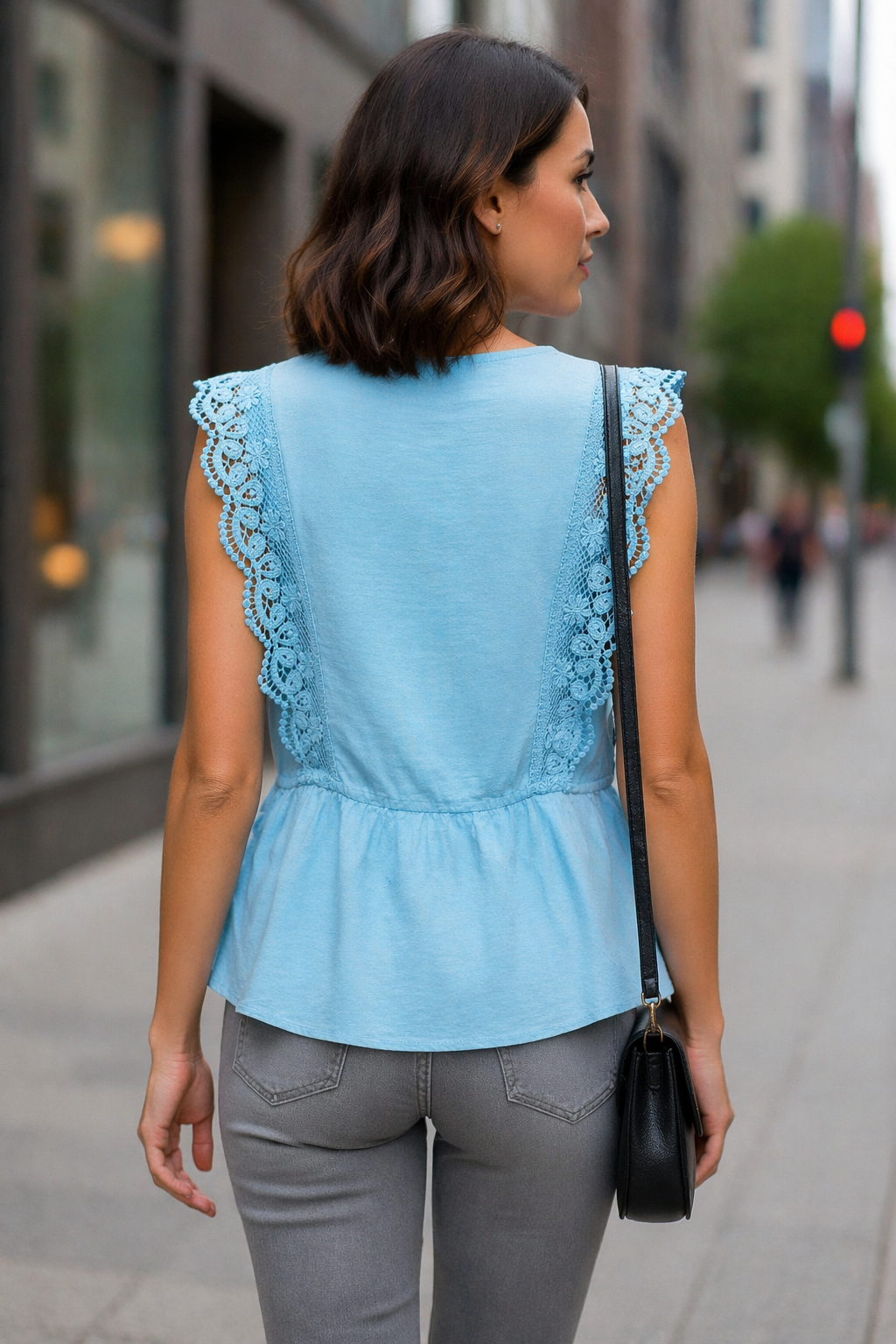 ONLY Türkiz Csipkés Peplum Top