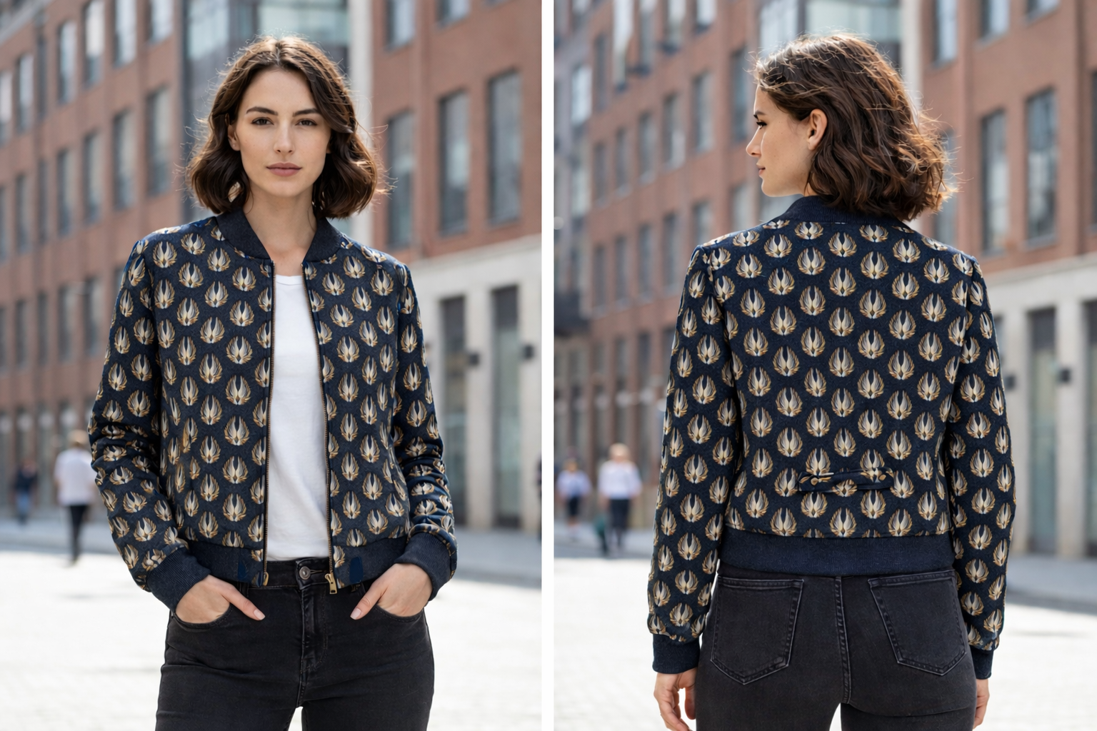 It Hippie Szárny Print Bomber Dzseki – Sötétzöld | S