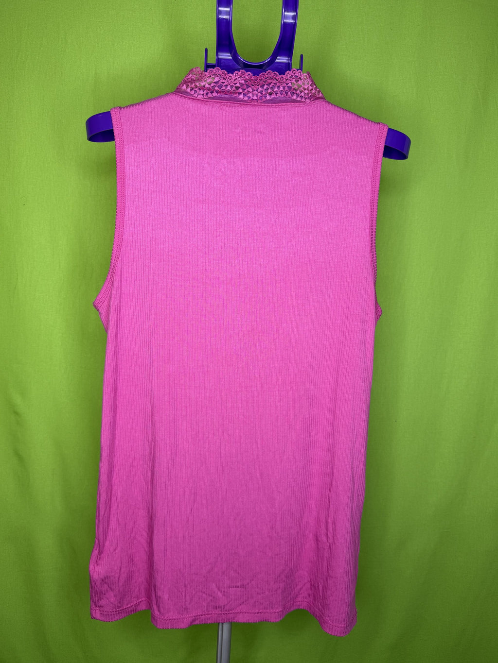 VRS Basic Pink Csipkés Bordás Top