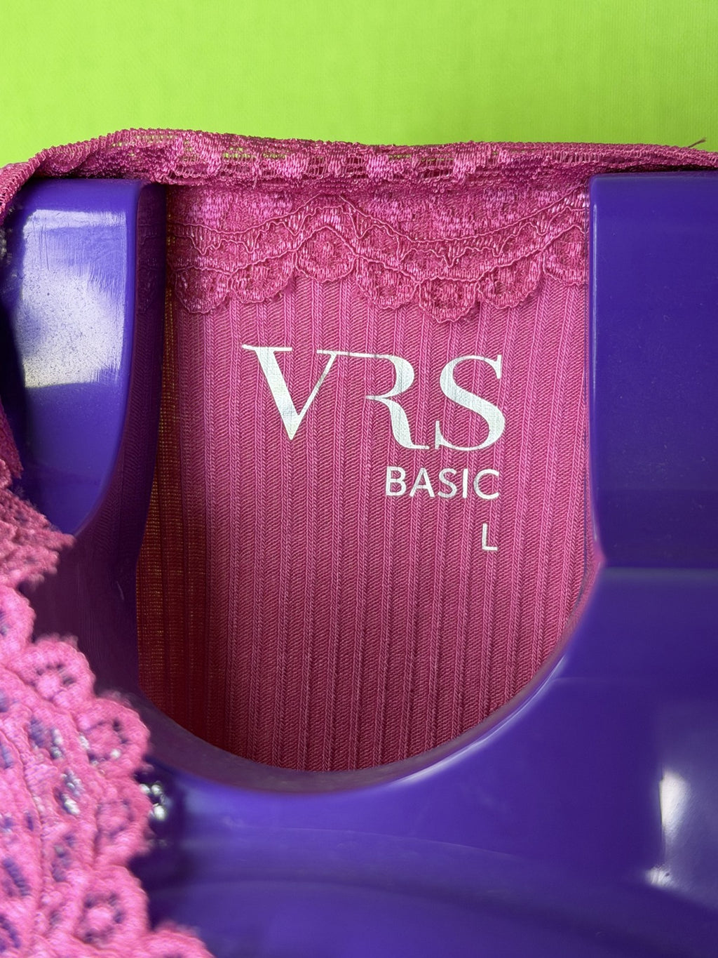 VRS Basic Pink Csipkés Bordás Top