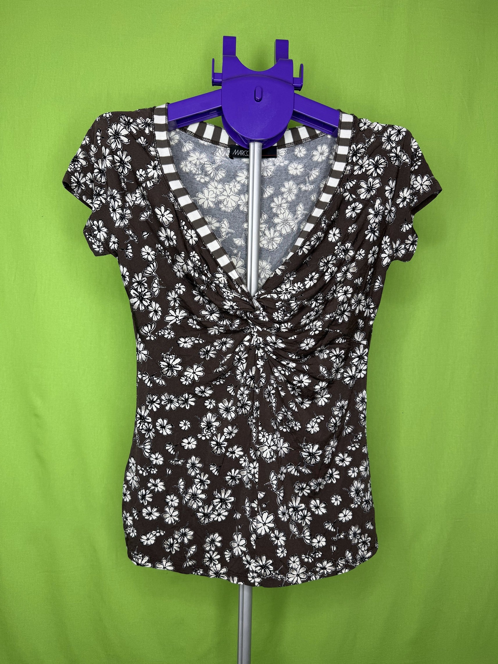 Marc Cain Barna Virágos Ruched Top