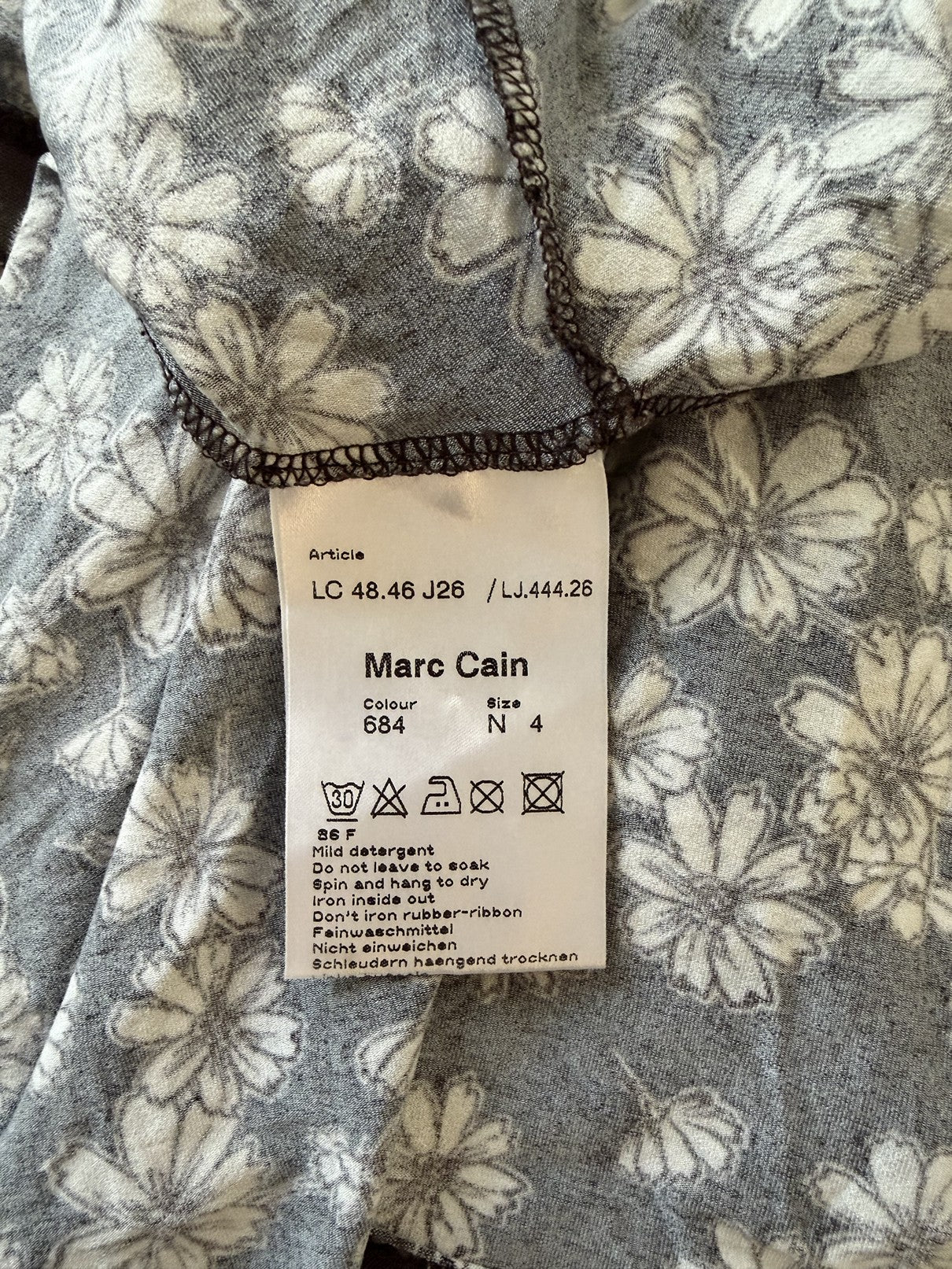 Marc Cain Barna Virágos Ruched Top