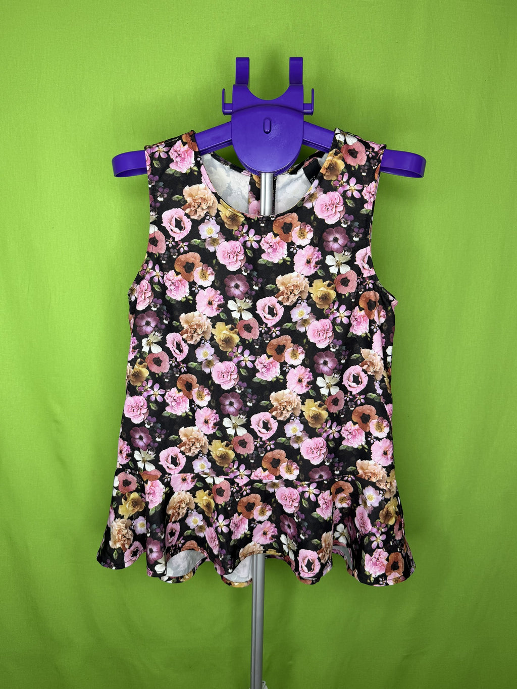 H&M Fekete Virágos Peplum Top