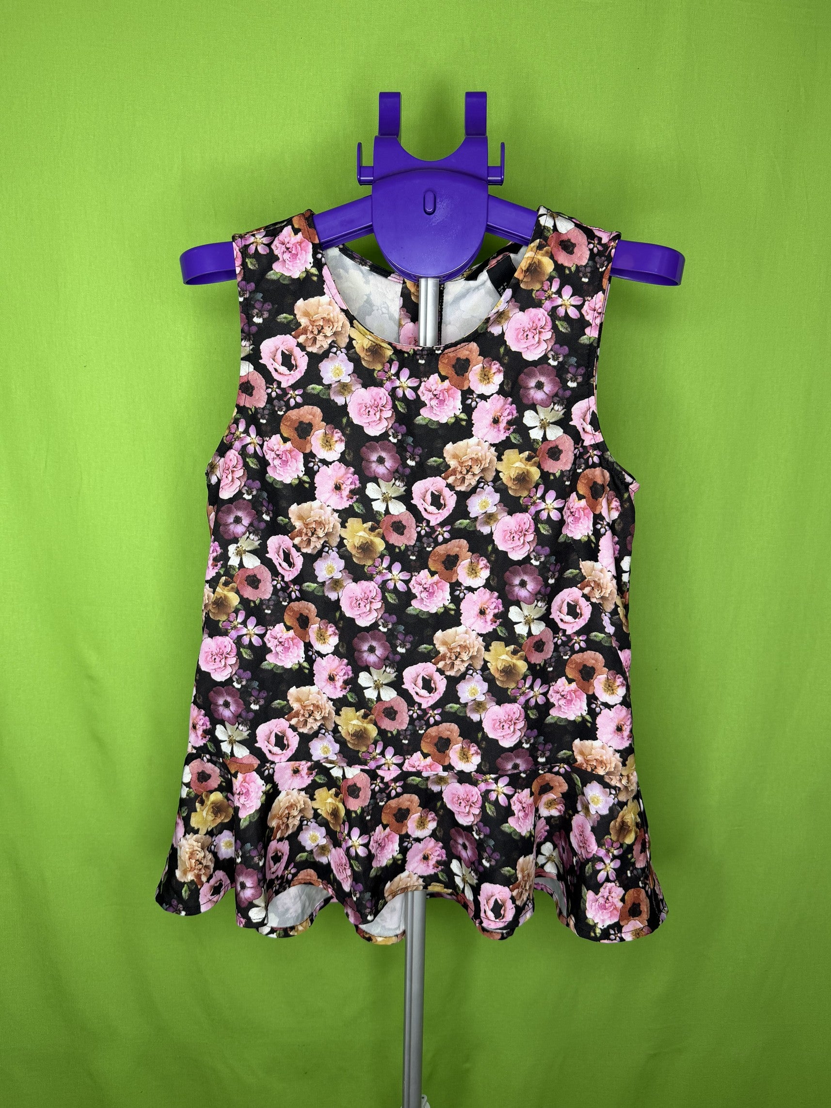 H&M Fekete Virágos Peplum Top