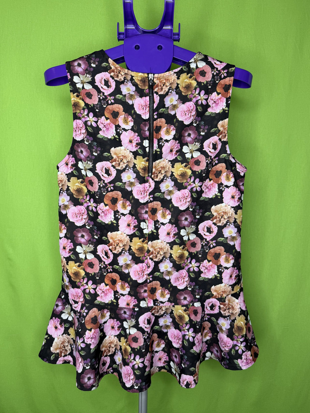 H&M Fekete Virágos Peplum Top