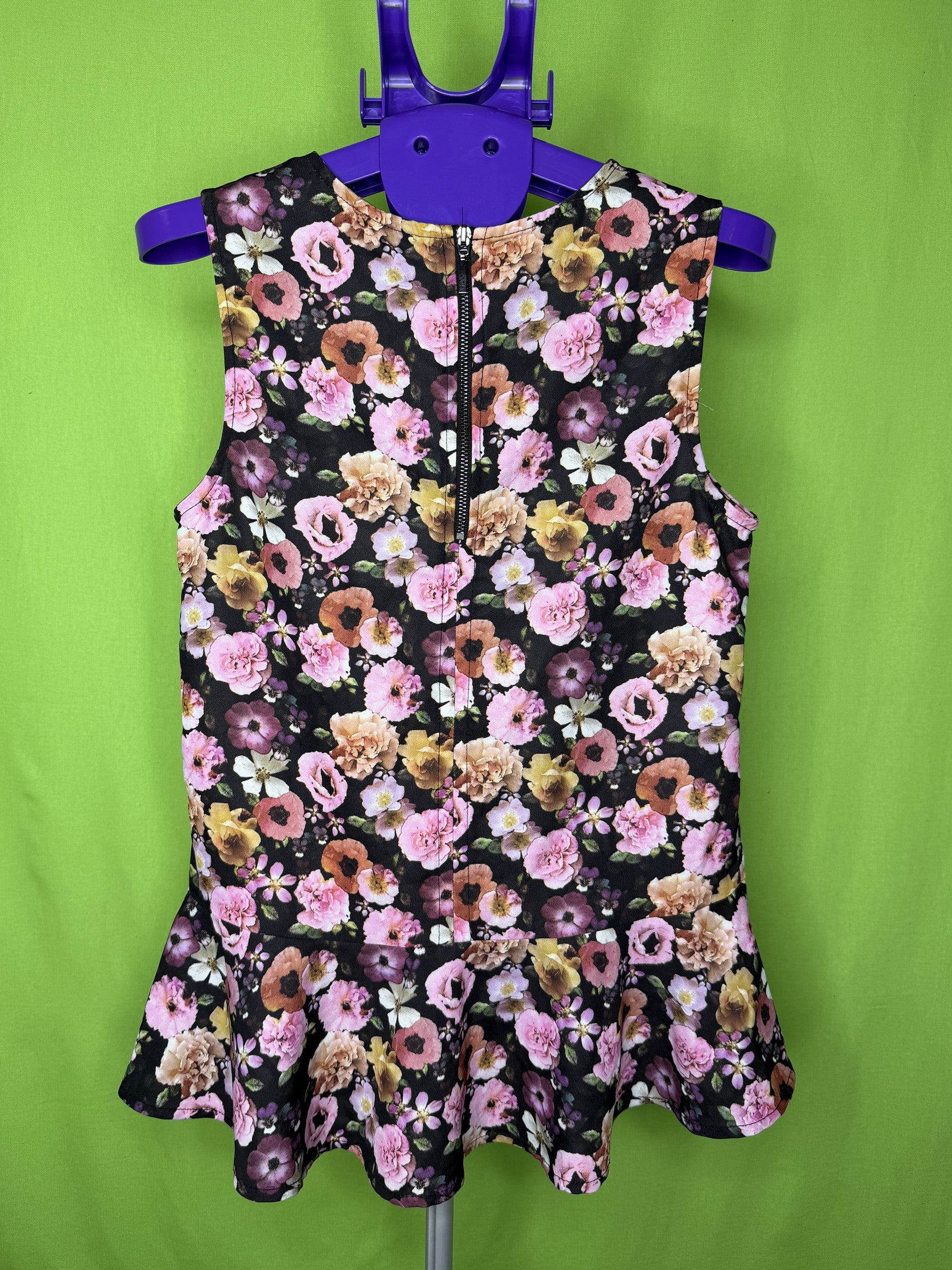 H&M Fekete Virágos Peplum Top