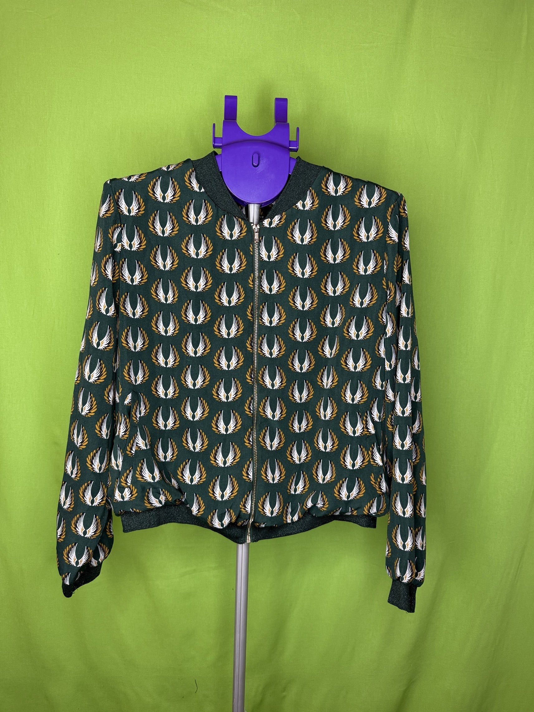 It Hippie Szárny Print Bomber Dzseki – Sötétzöld | S