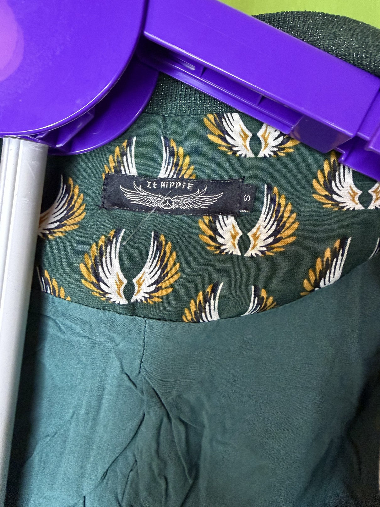 It Hippie Szárny Print Bomber Dzseki – Sötétzöld | S