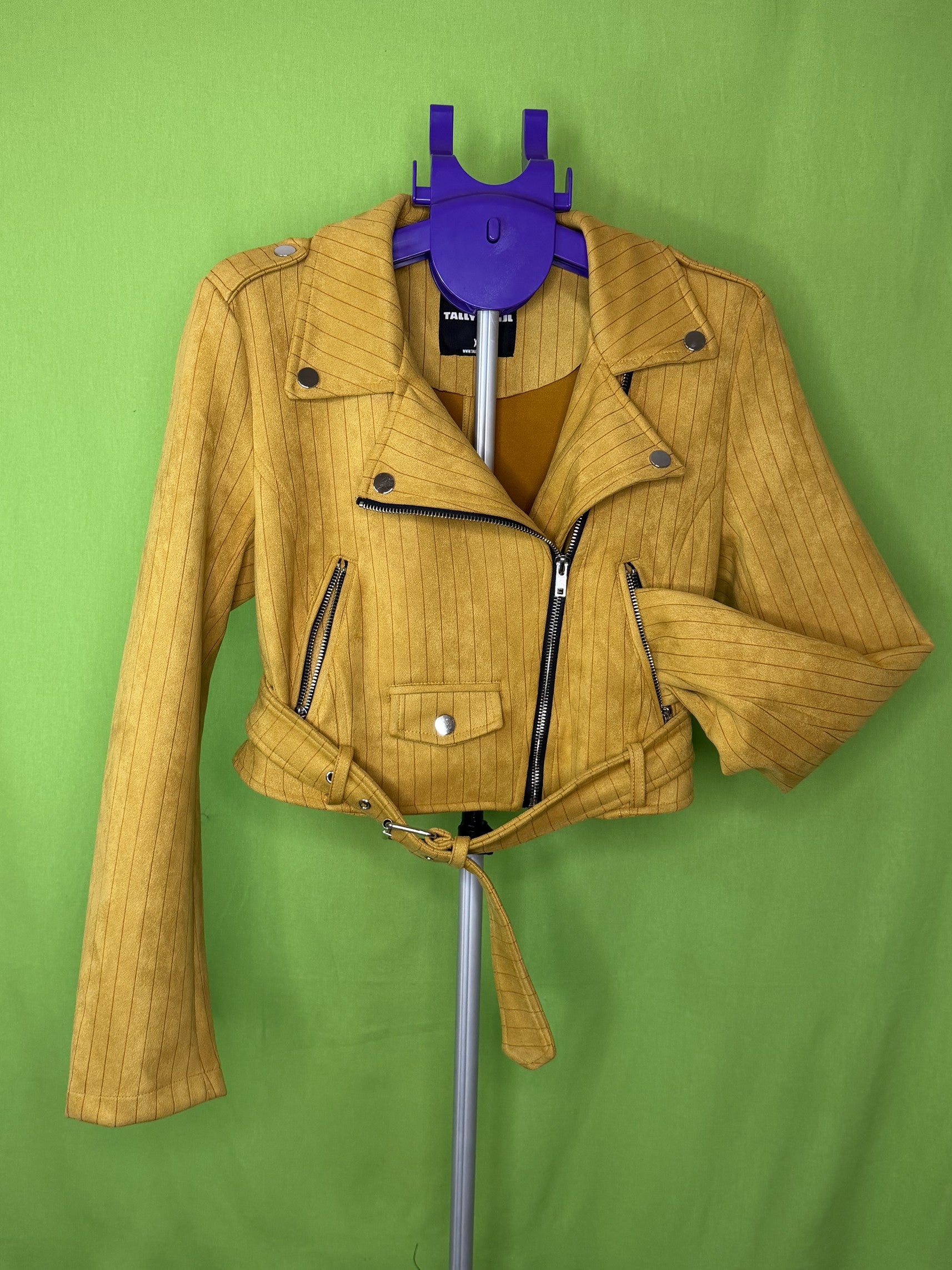 Tally Weijl Mustár Biker Dzseki – Csíkos Velvet | XS