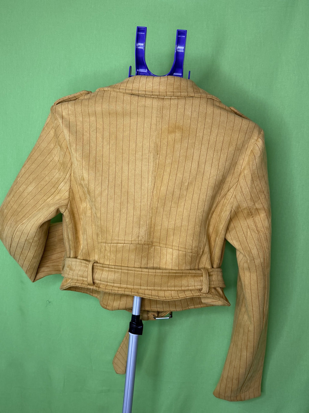 Tally Weijl Mustár Biker Dzseki – Csíkos Velvet | XS