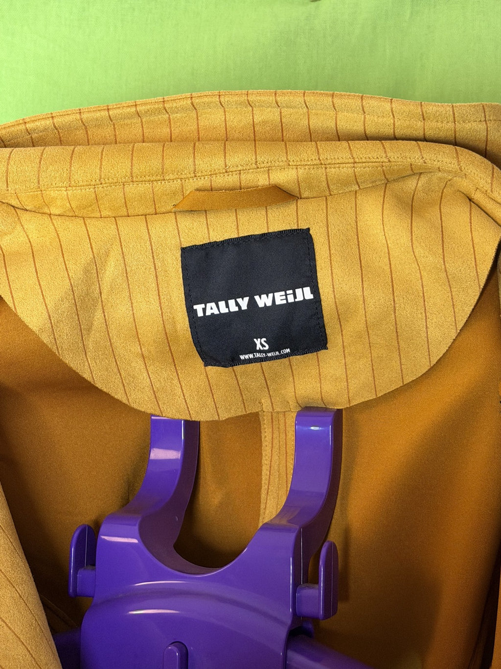 Tally Weijl Mustár Biker Dzseki – Csíkos Velvet | XS