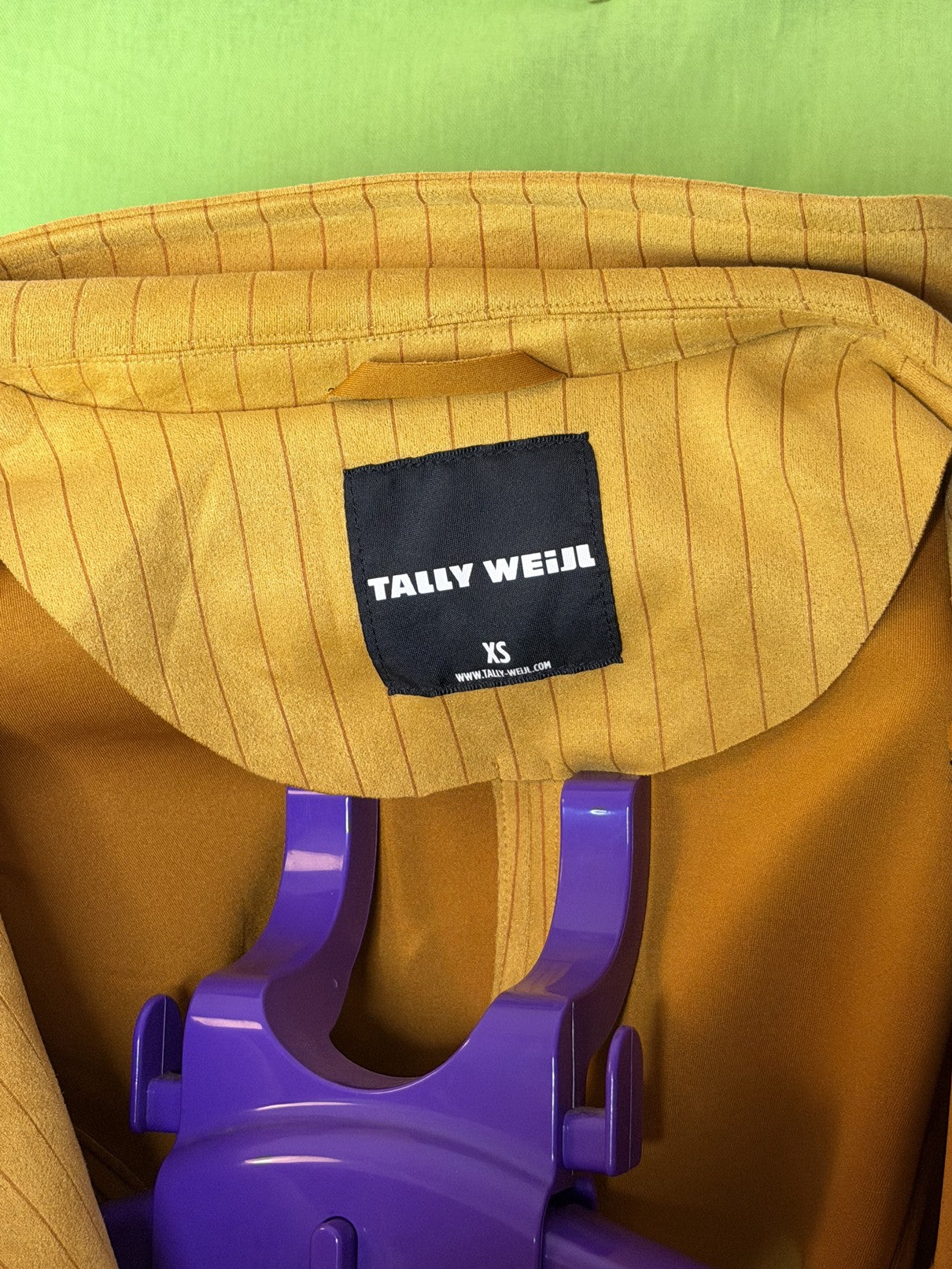 Tally Weijl Mustár Biker Dzseki – Csíkos Velvet | XS
