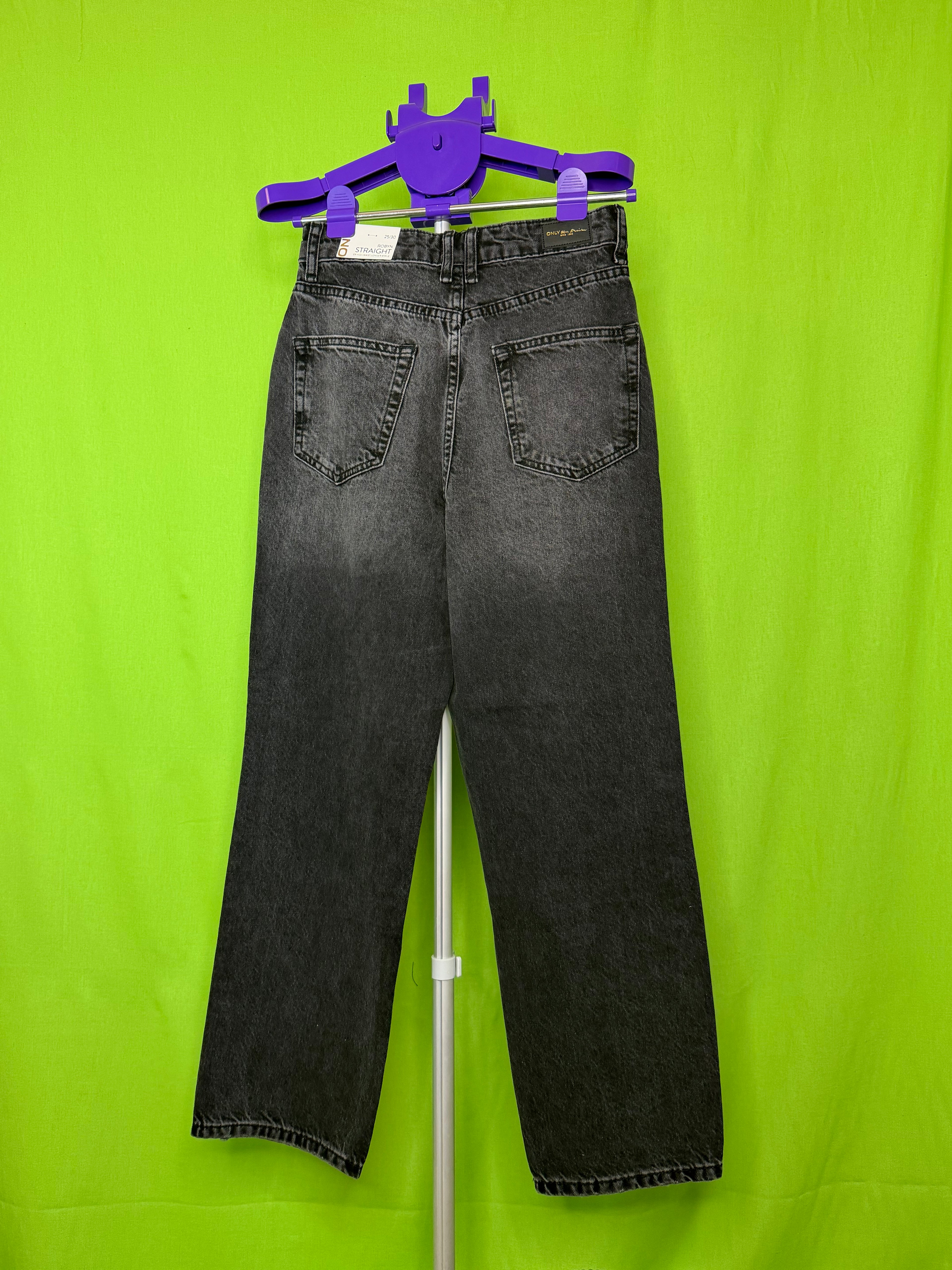 Only Blue Denim Robyn Straight Farmer Nadrág – Fekete | 25/30