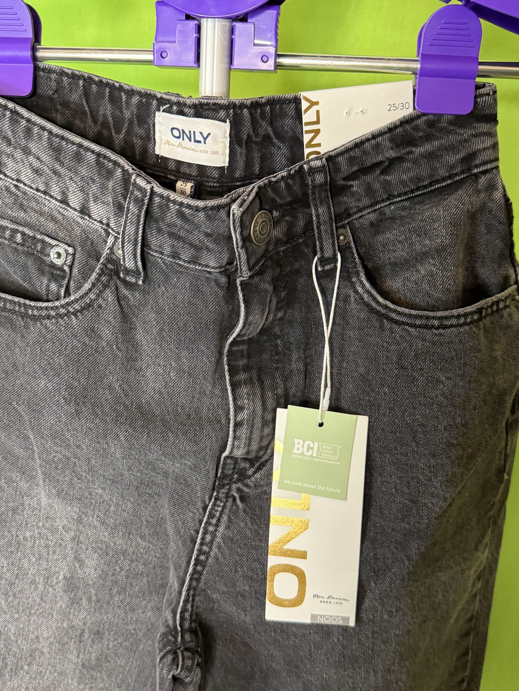Only Blue Denim Robyn Straight Farmer Nadrág – Fekete | 28/30