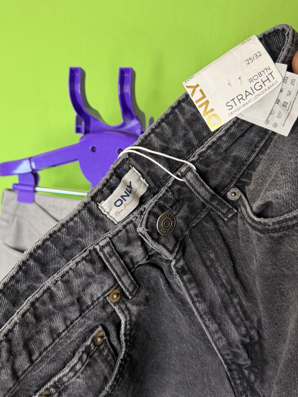 Only Blue Denim Robyn Straight Farmer Nadrág – Fekete | 28/30