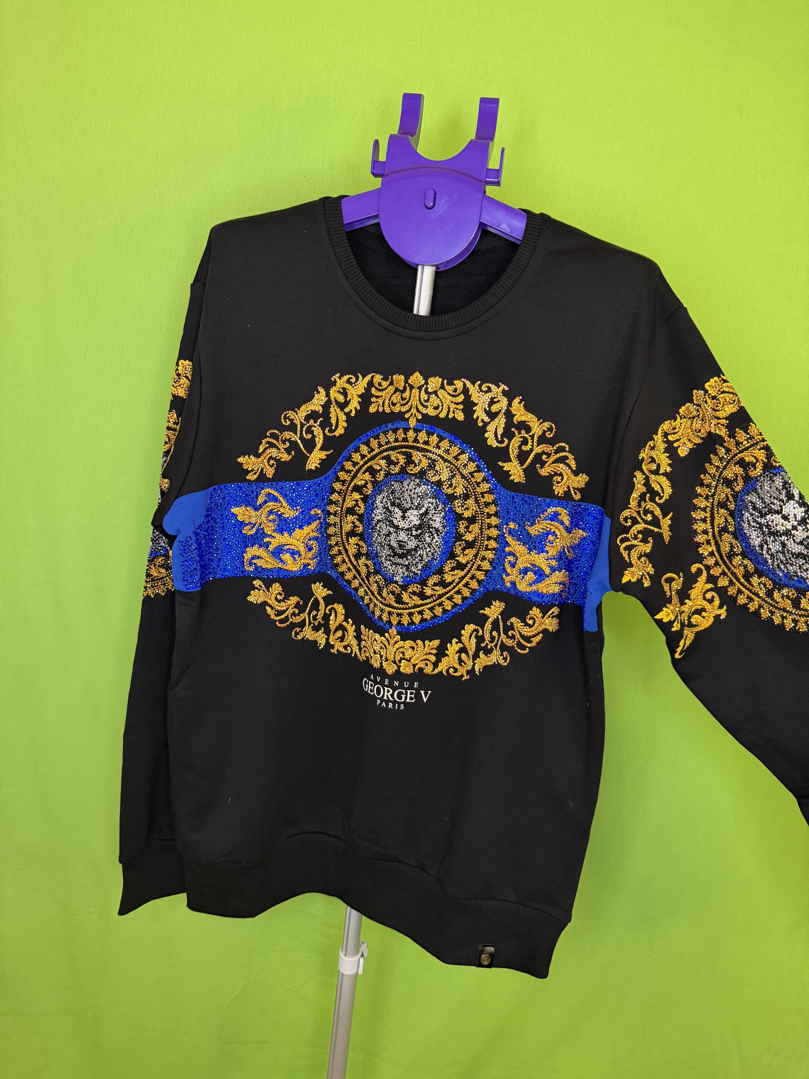 Avenue George V Paris Fekete Rhinestone Sweatshirt