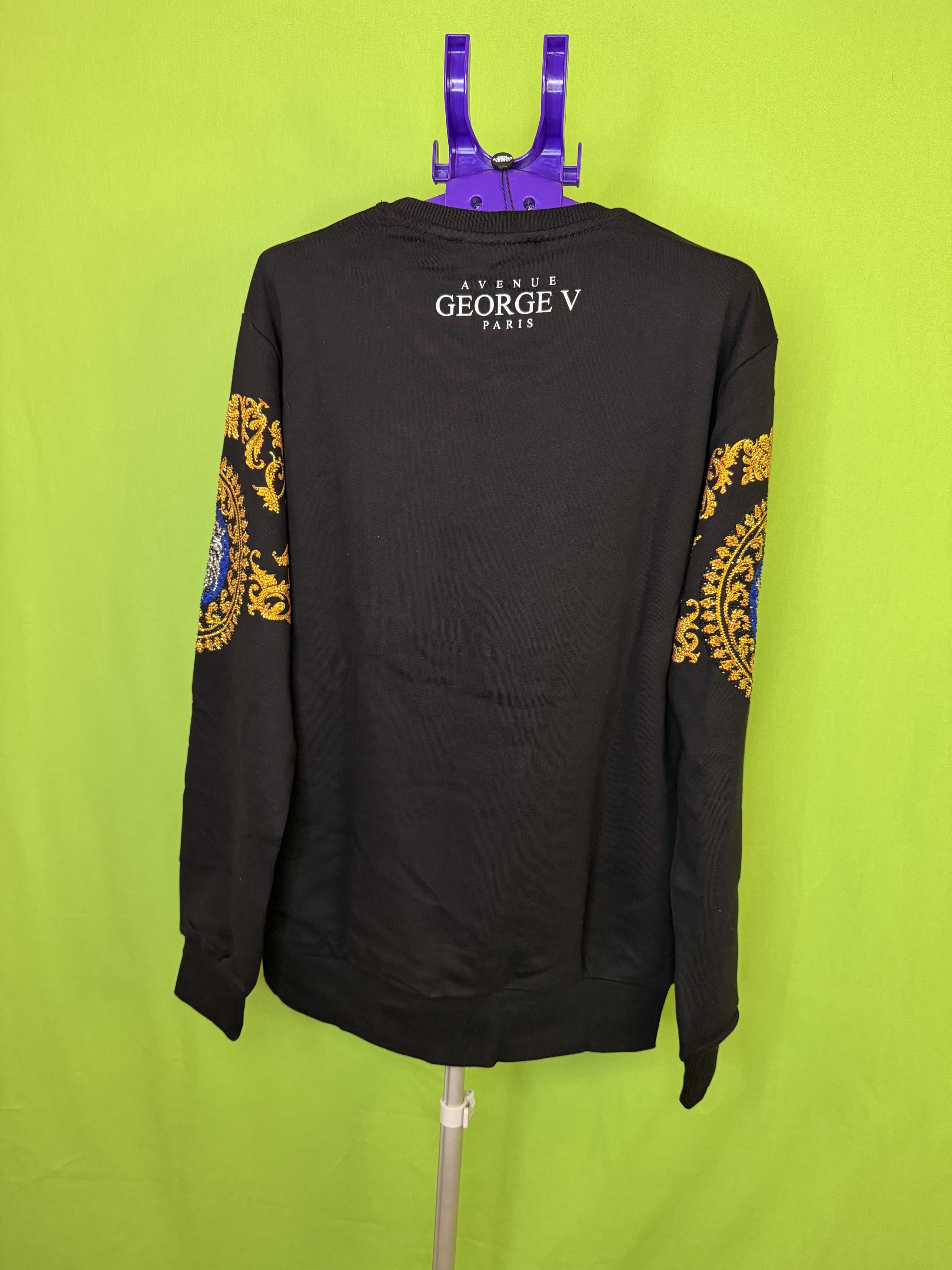 Avenue George V Paris Fekete Rhinestone Sweatshirt