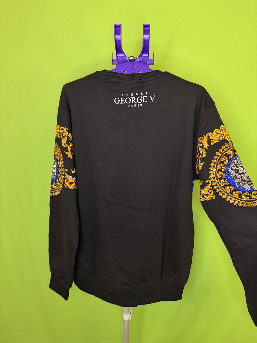 Avenue George V Paris Fekete Rhinestone Sweatshirt