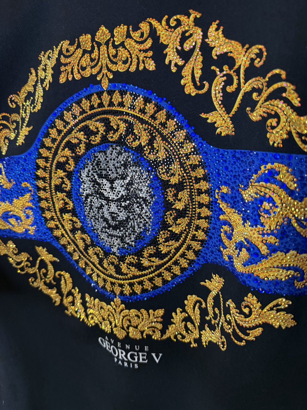 Avenue George V Paris Fekete Rhinestone Sweatshirt