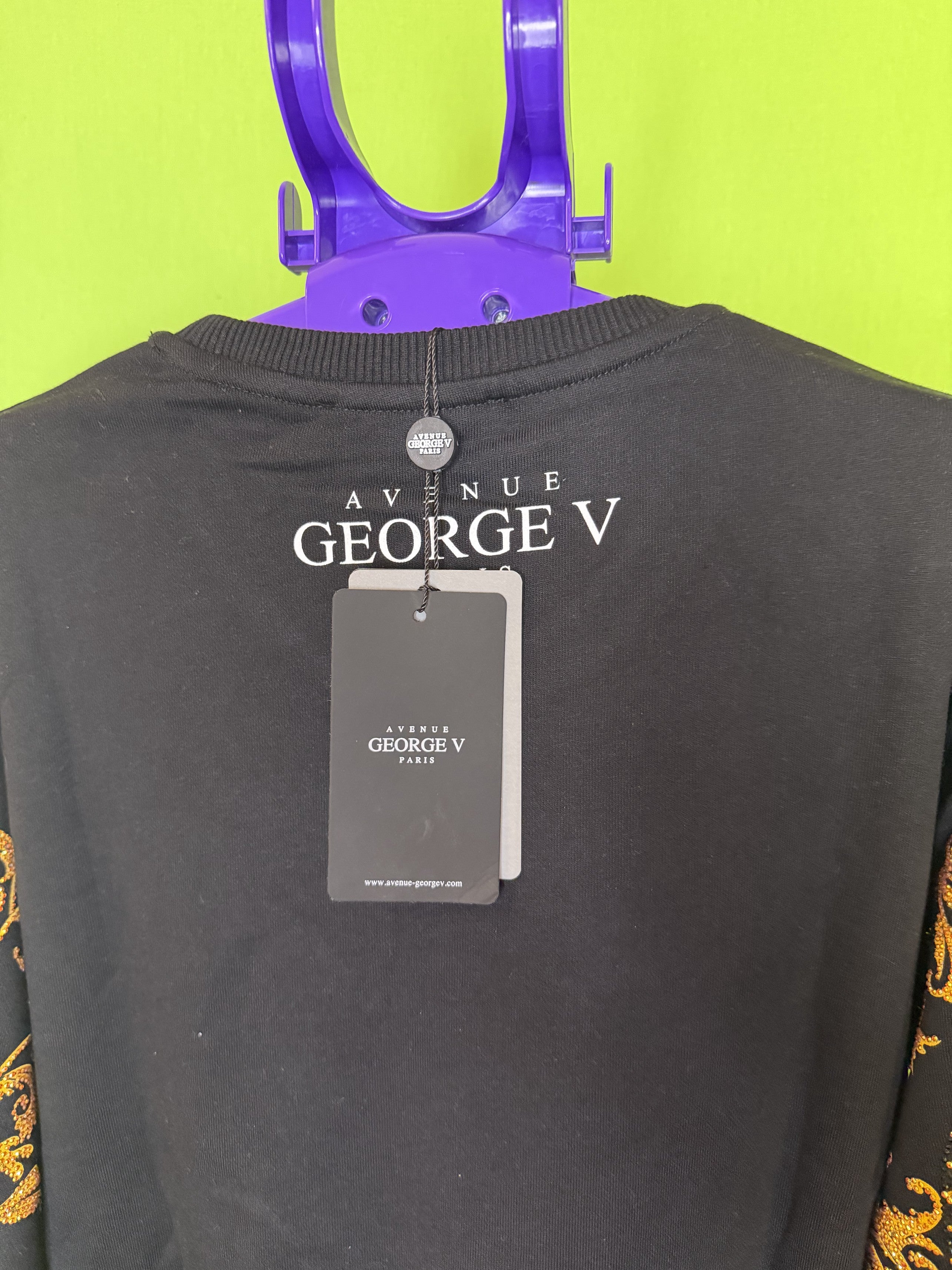 Avenue George V Paris Fekete Rhinestone Sweatshirt