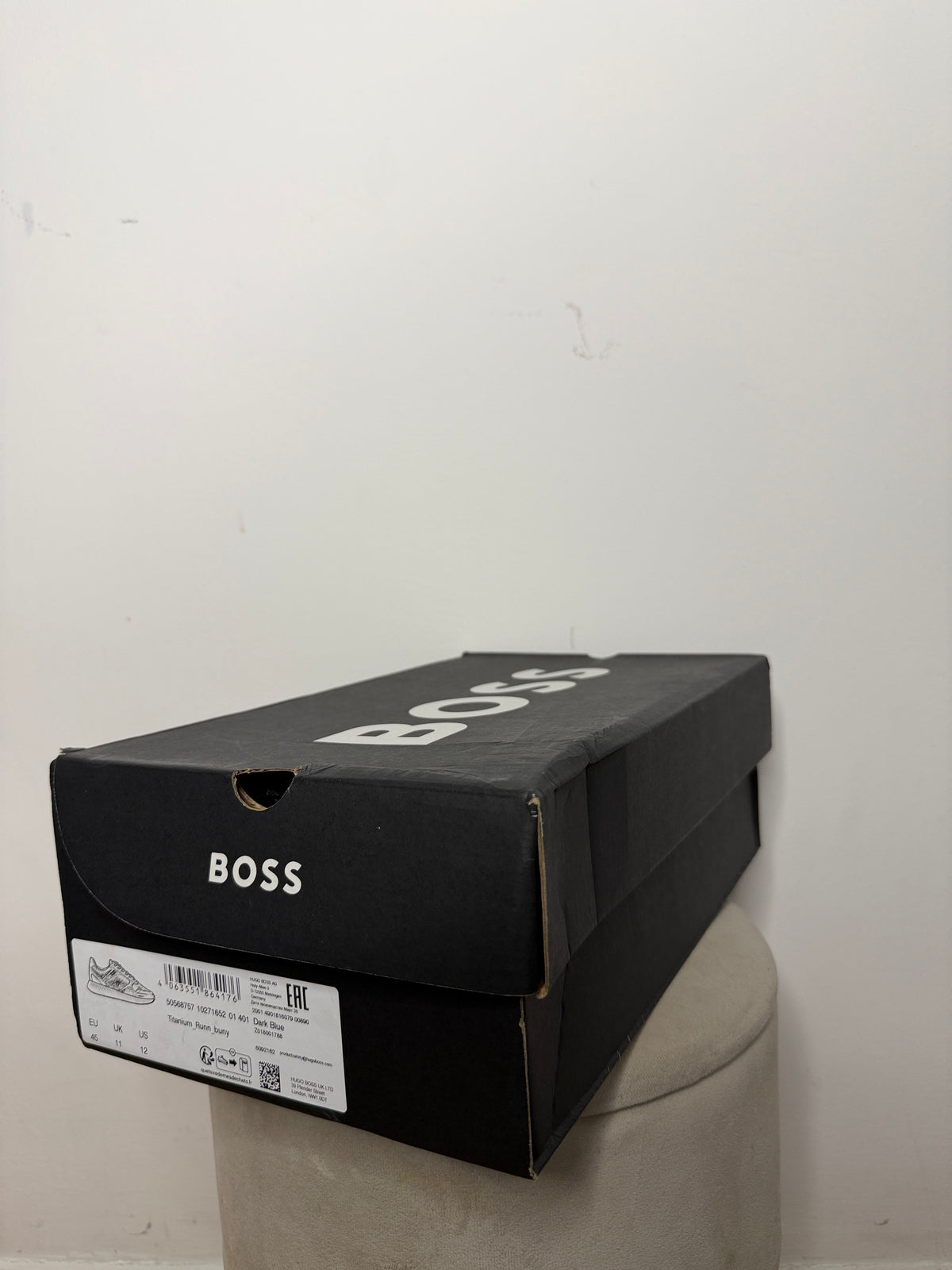 HUGO BOSS sötétkék férfi bőr-textil sportcipő – új, címkés