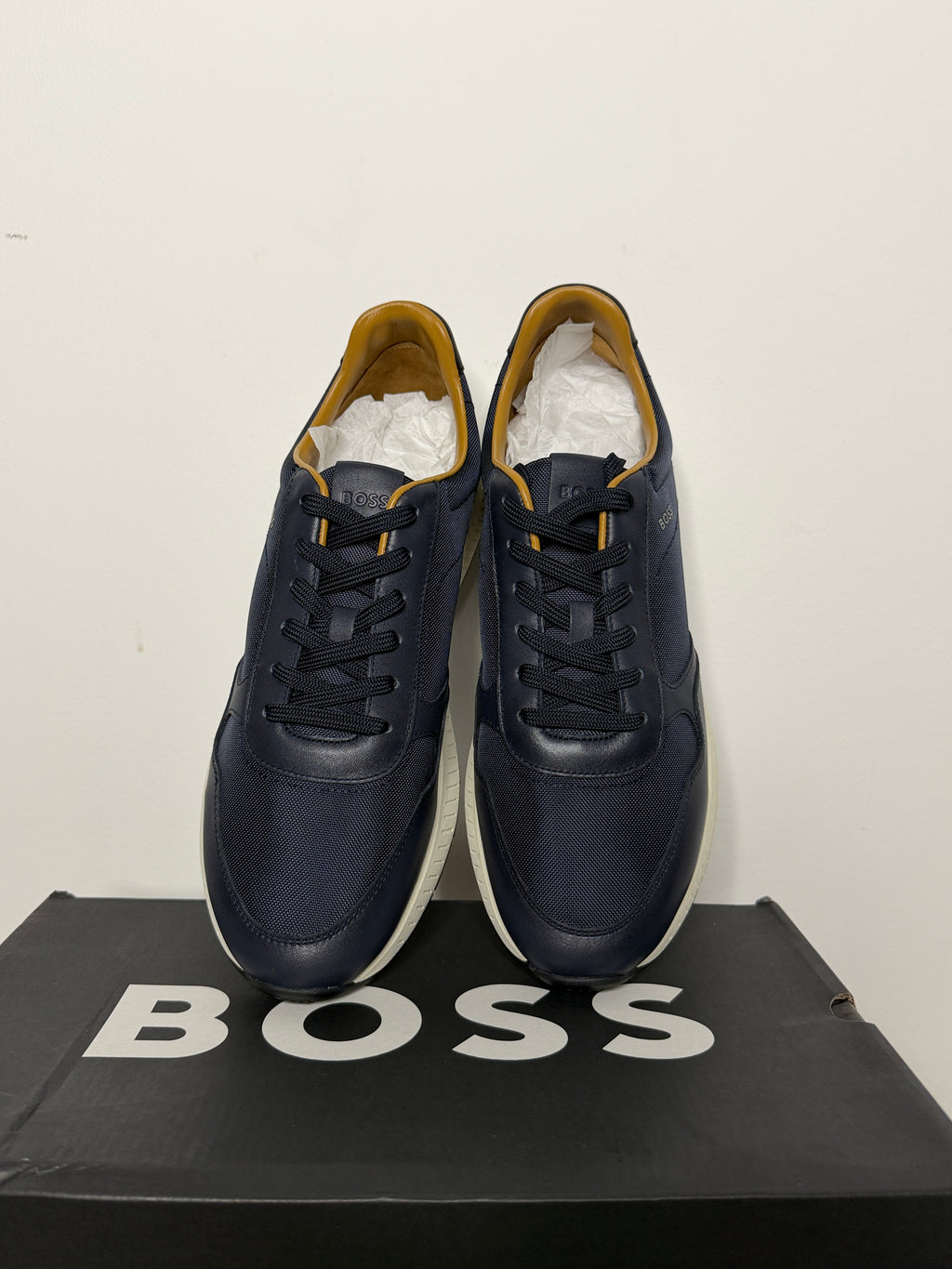 HUGO BOSS sötétkék férfi bőr-textil sportcipő – új, címkés