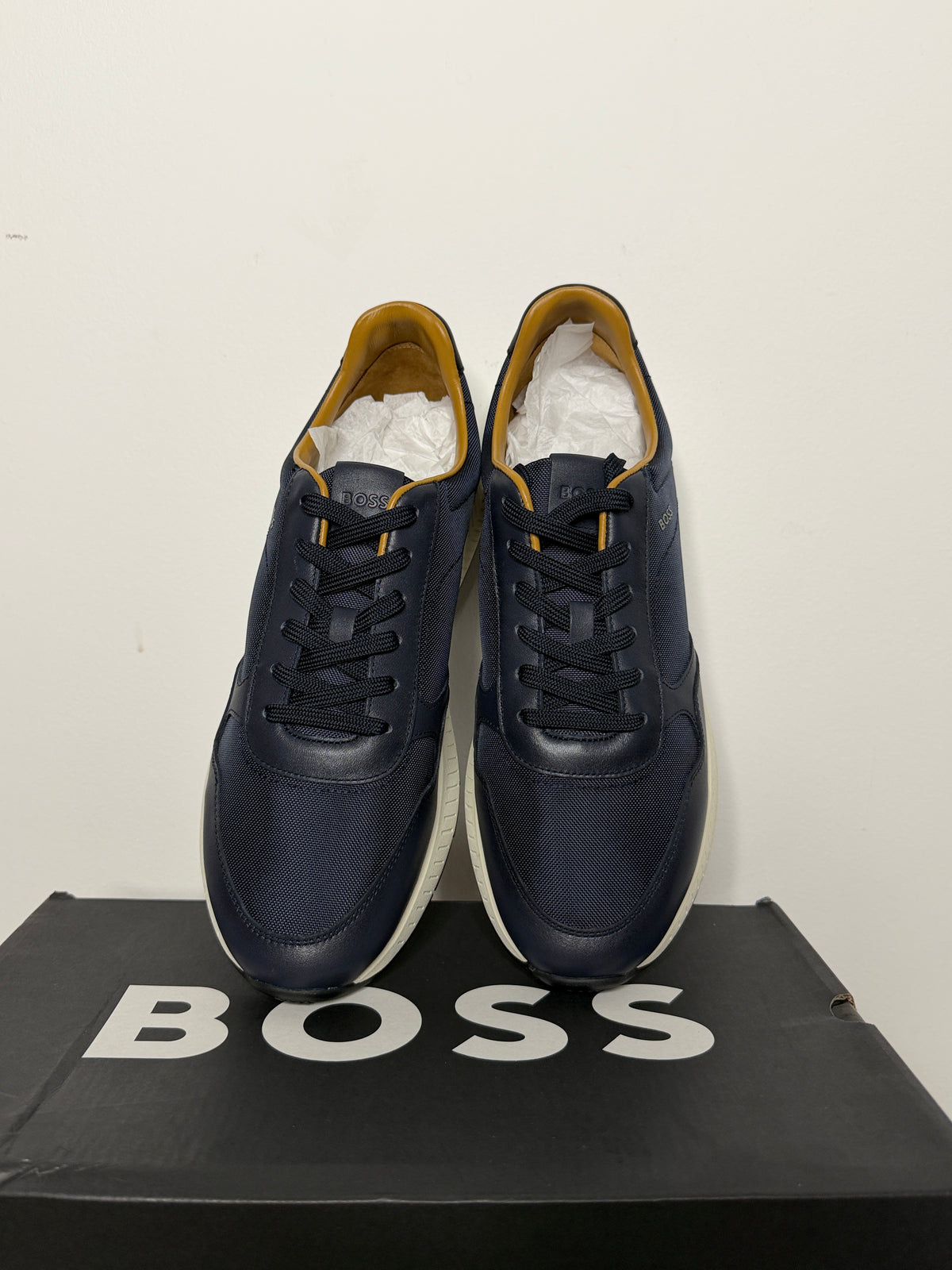HUGO BOSS sötétkék férfi bőr-textil sportcipő – új, címkés