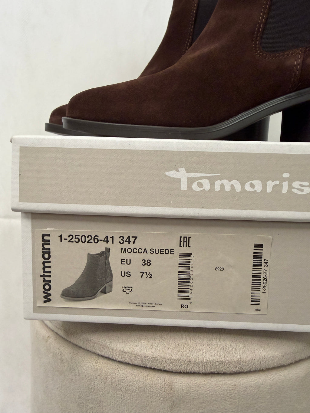 Tamaris mokkabarna velúrbőr bokacsizma – 38