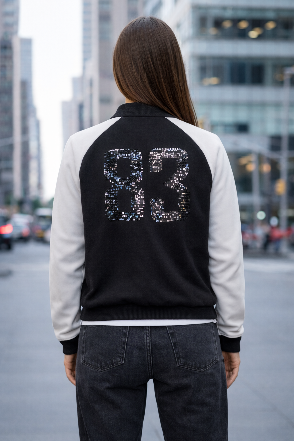 Street One Flitteres Bomber Dzseki – Fekete/Fehér | 40