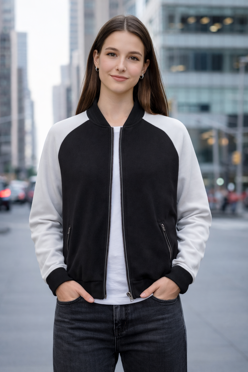 Street One Flitteres Bomber Dzseki – Fekete/Fehér | 40