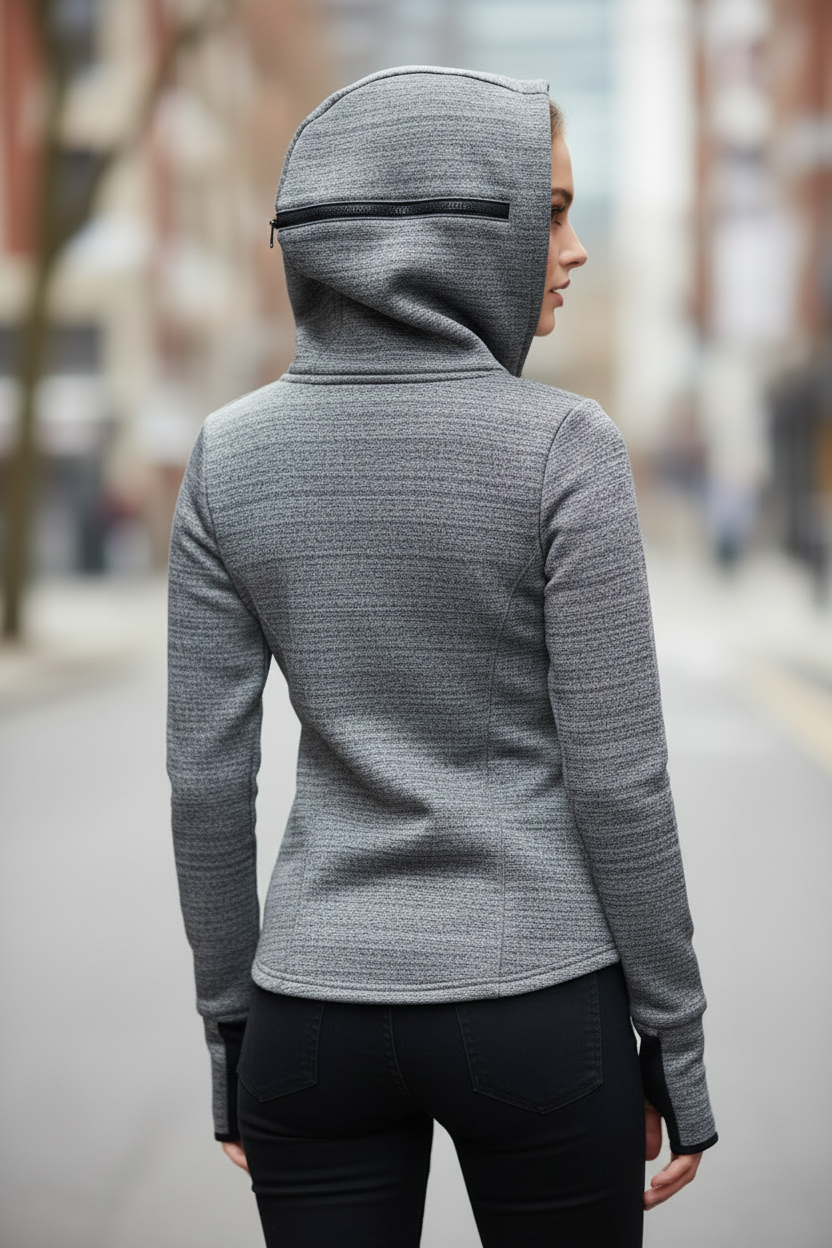 Bench Szürke Hoodie – Női, Hátul, vízszintes kapucni cipzár