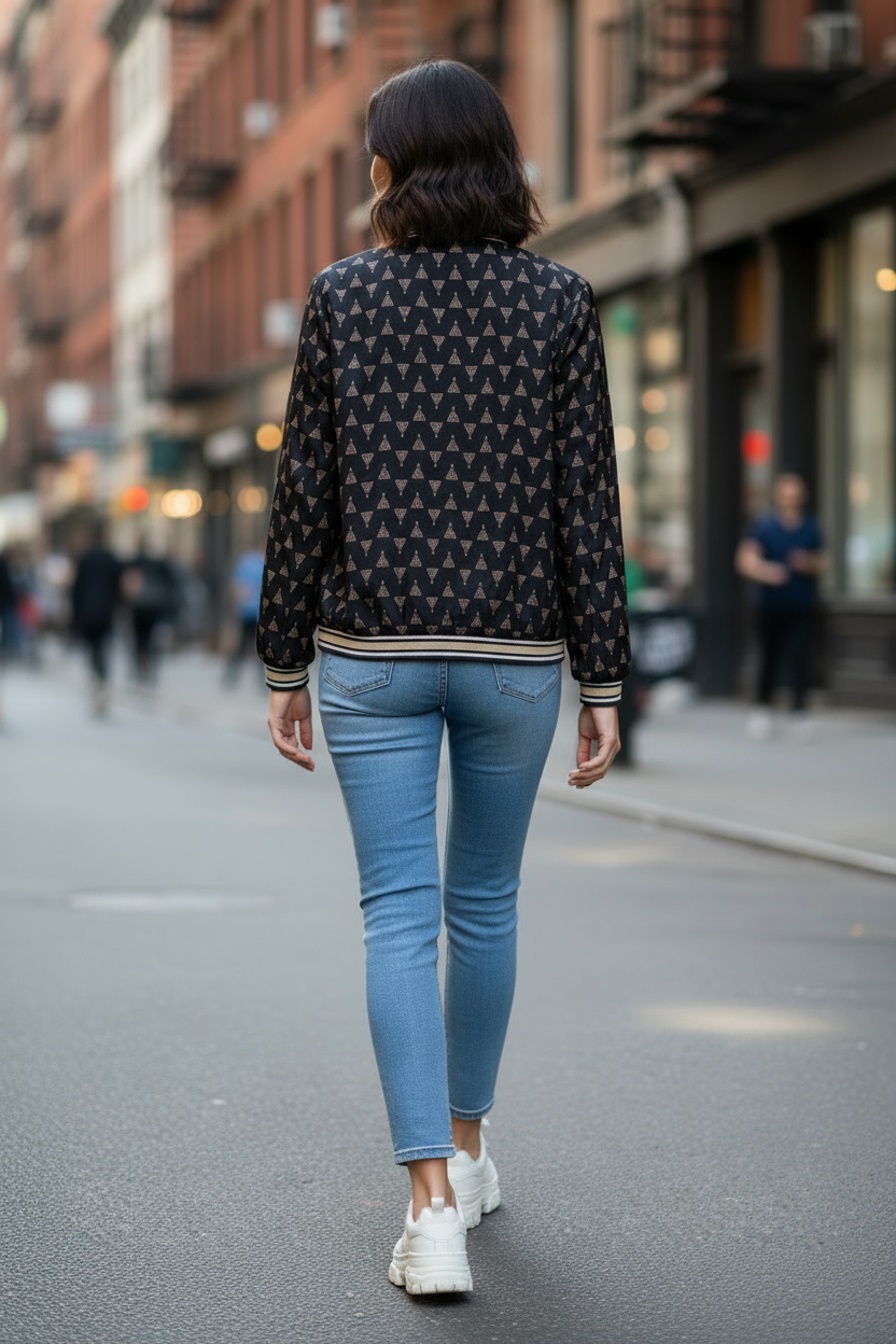 USED - Tipi print bomber - utcai hátulnézet (AI generált)