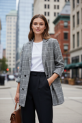 USED - Pull & Bear Glen Plaid blazer - utcai elölnézet (AI generált)