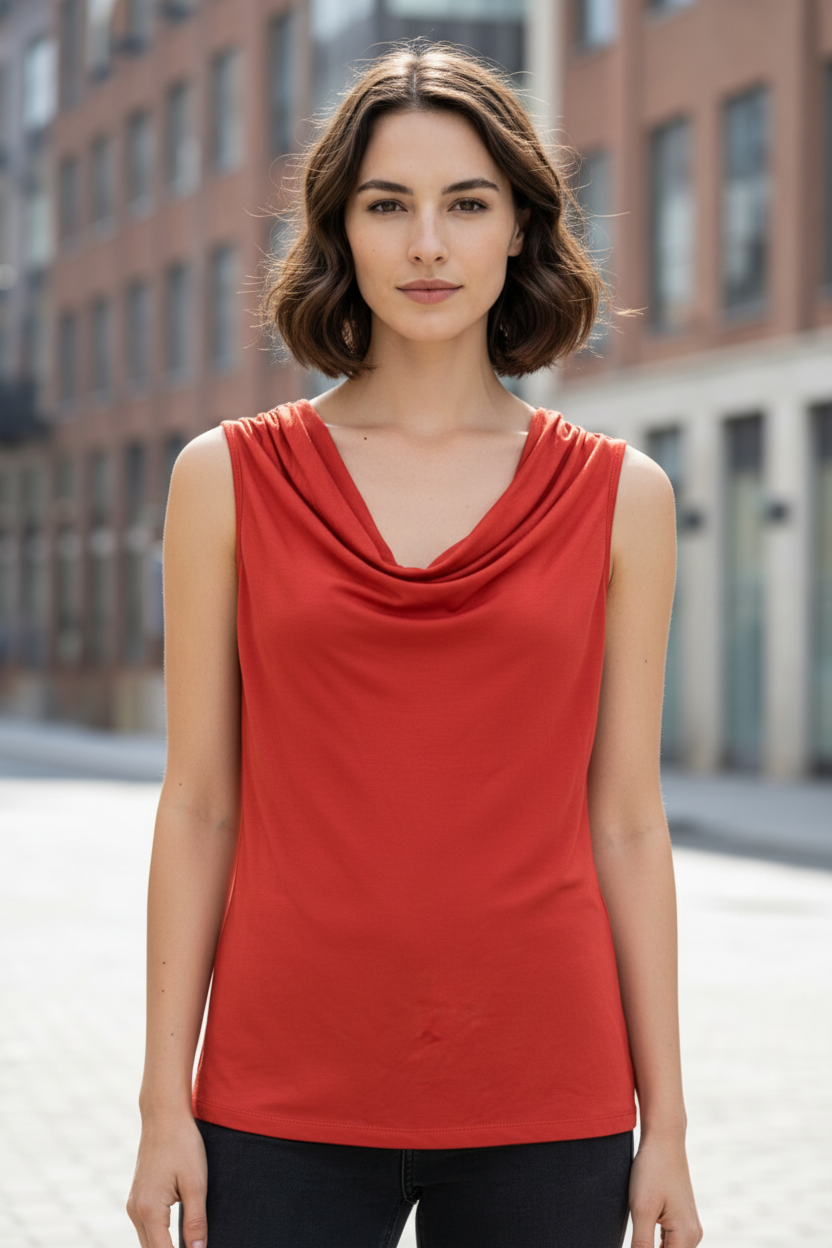 SORA by jbc Piros Cowl Neck Top – elölnézet