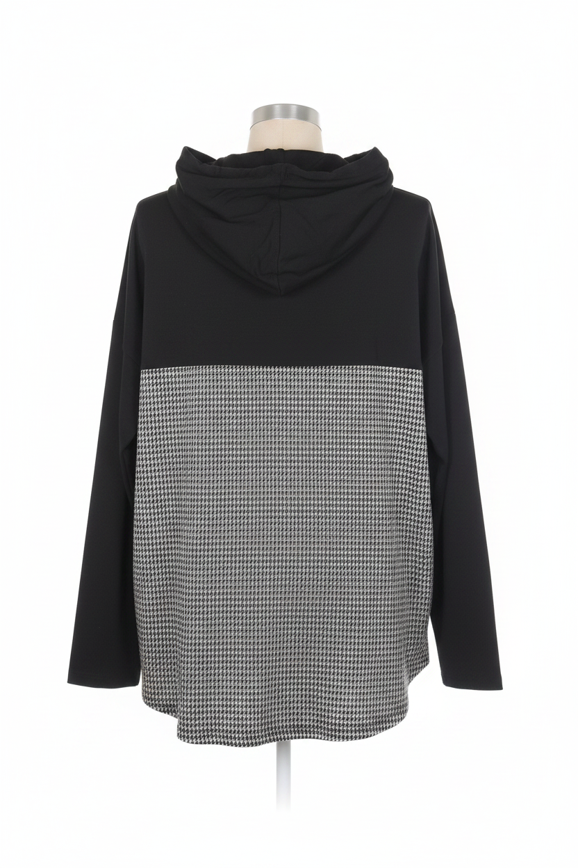 Houndstooth hoodie - hátulnézet fehér háttérrel